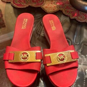 MICHAEL Michael Kors Womens Casual Wedge Sandals Orange 8 Medium (B,M)